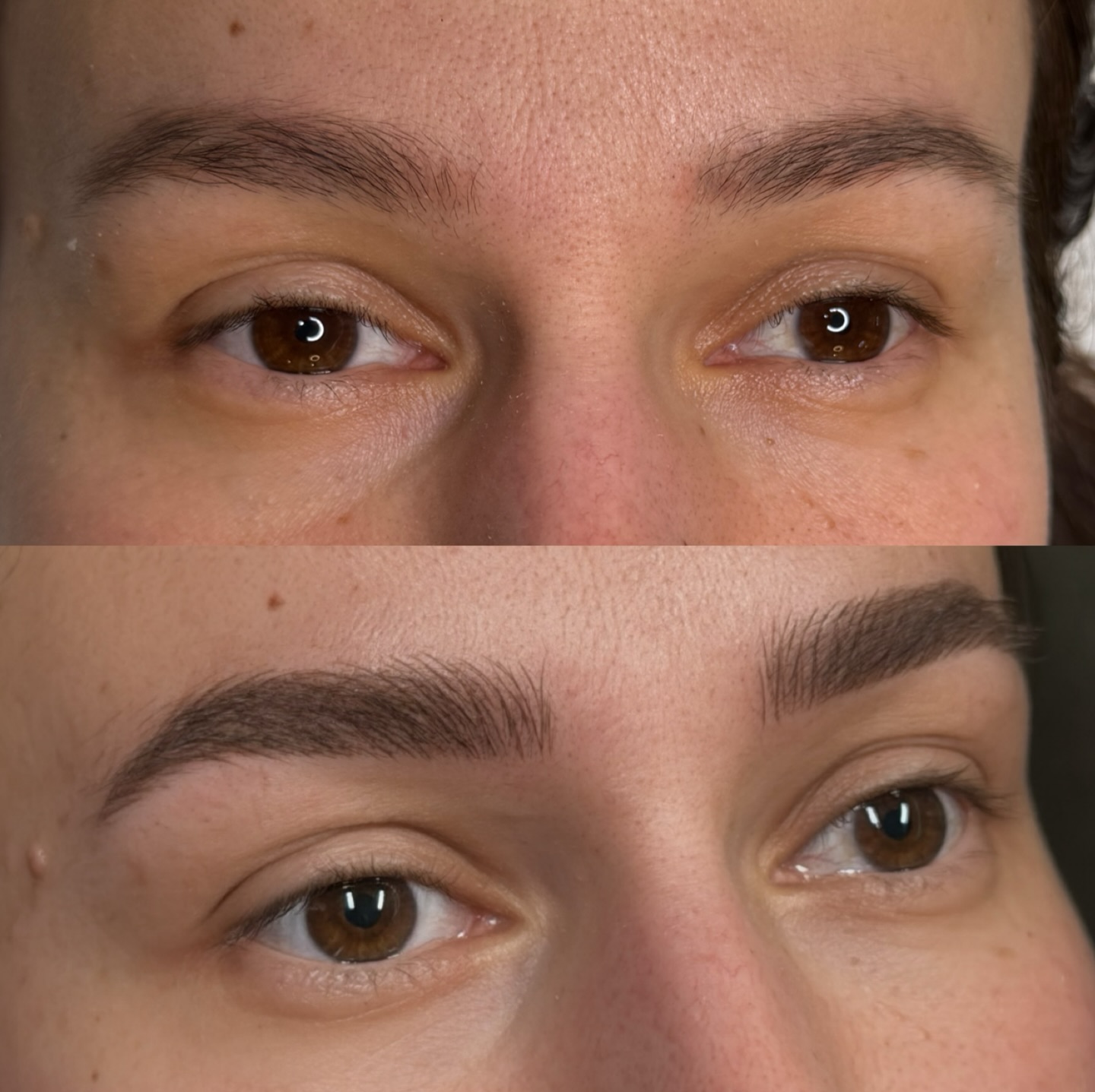 Vorher-Nachher-Vergleich der Augenbrauen nach Permanent Make-up